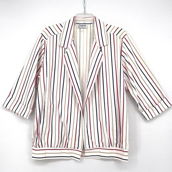 Charocci of California‎ 80's Blazer Jacket Women's Large Striped Vintage - Picture 1 of 5